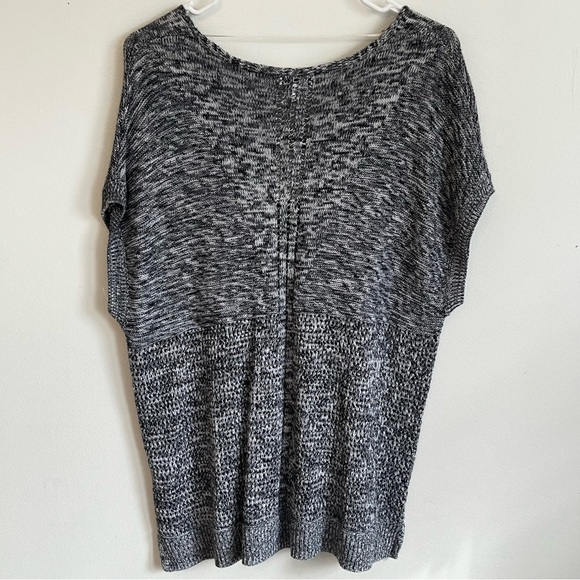 Croft&Barrow V-Neck Short Sleeve Tunic Sweater Marled Knit Navy Cotton Blend XL - Picture 3 of 10